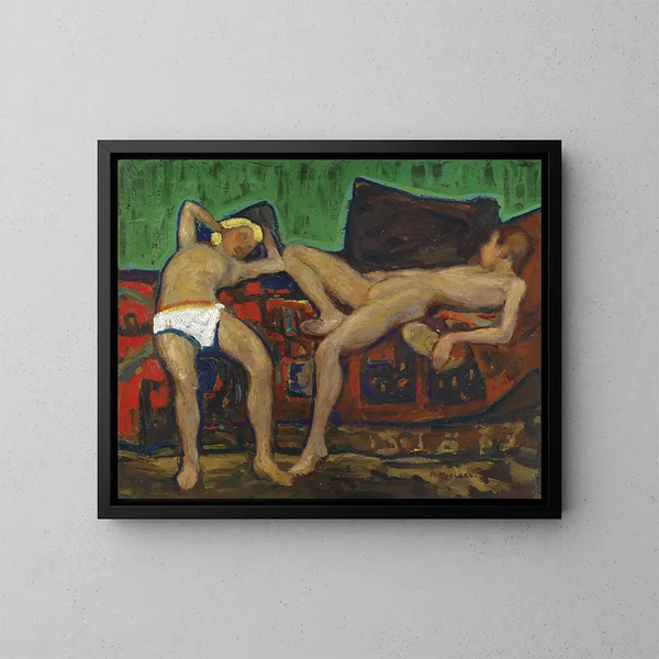 Due nudi sdraiati - Adolf Hölzel — quadro incorniciato alla parete