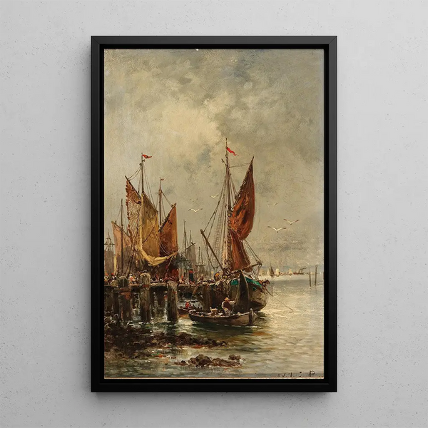 Riproduzione del dipinto Scène animée dans le port - Adolf Kaufmann