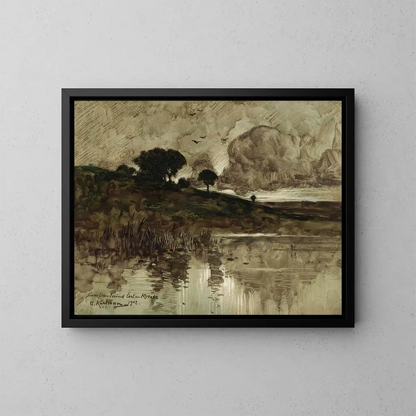 Soir d'automne au bord du lac - Adolf Kaufmann — quadro incorniciato alla parete