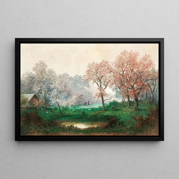 Sotto gli alberi in fiore - Adolf Kaufmann — quadro incorniciato alla parete