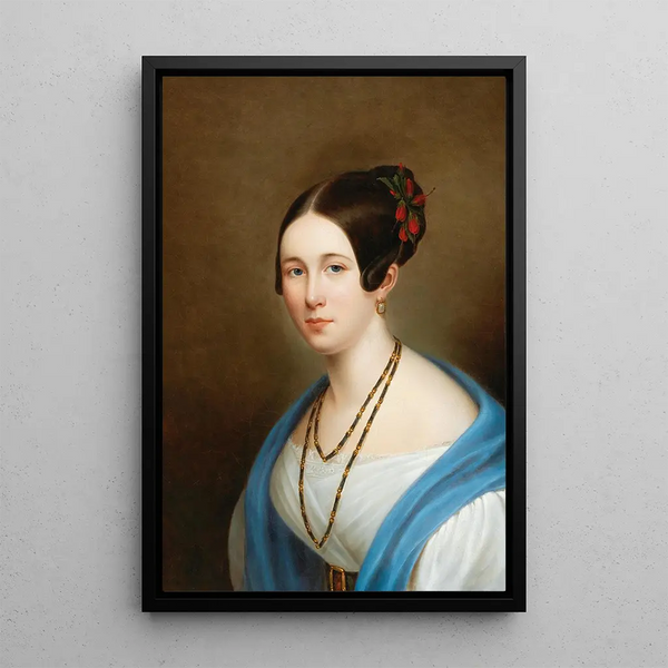 Adolf Senff - Portrait of a lady with hibiscus flowers in her hair.webp