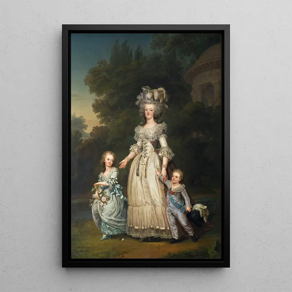 La regina Maria Antonietta di Francia e due dei suoi figli che passeggiano nel parco di Trianon - Adolf Ulrik Wertmüller — quadro incorniciato alla parete