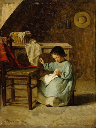 Adolf Von Becker - Girl Sewing.webp