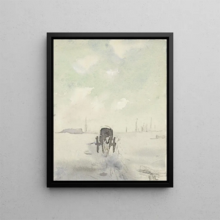 Adolf le Comte - Winterlandschap met paard en wagen.webp