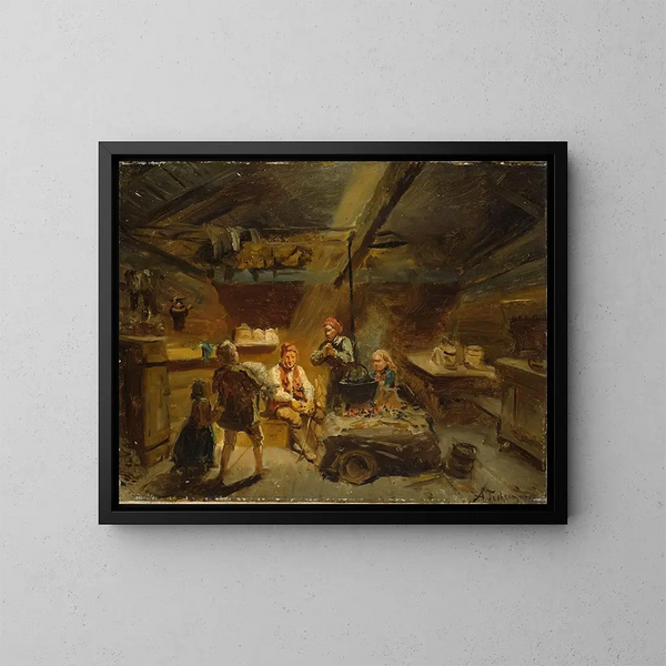 Un ragazzo che riporta un agnello malato - Adolph Tidemand — quadro incorniciato alla parete