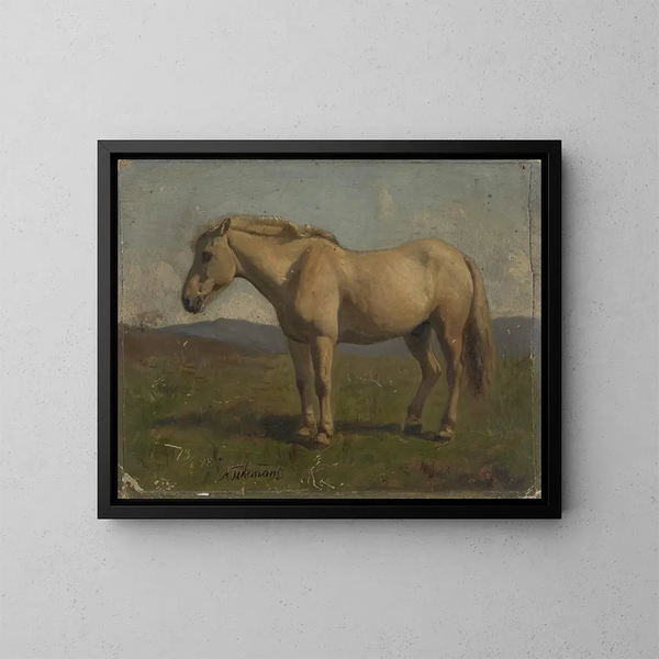 Un cavallo grigio - Adolph Tidemand — quadro incorniciato alla parete