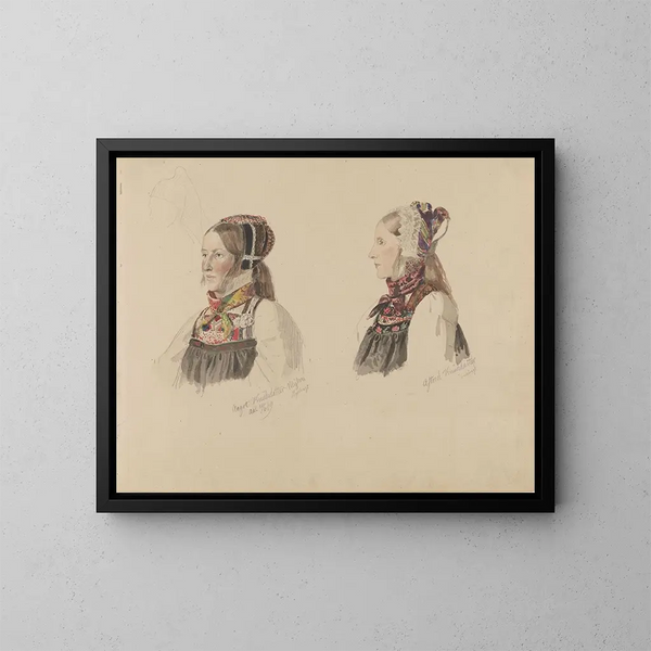 Aagot Knutsdatter Mykin e Astrid Knutsdatter Hell - Adolph Tidemand — quadro incorniciato alla parete