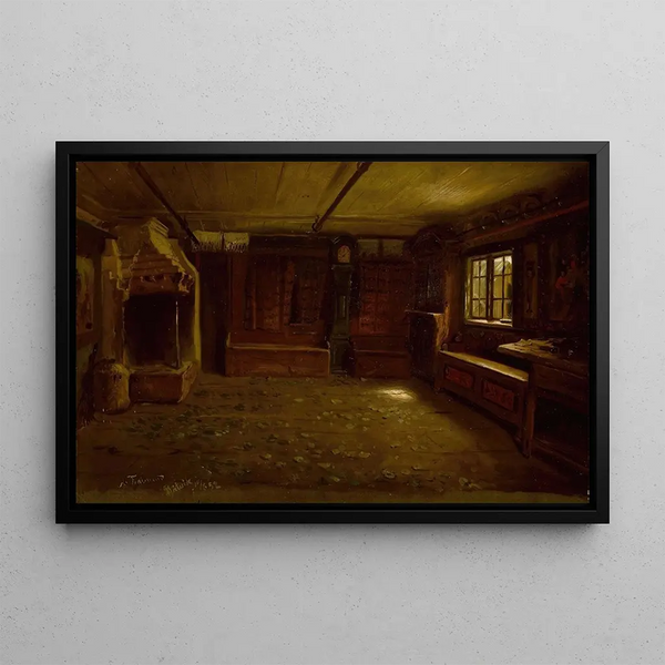 Interno di fattoria - Adolph Tidemand — quadro incorniciato alla parete