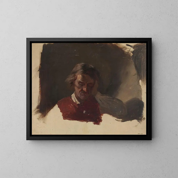 Studio di contadino per una devozione alla chiesa bassa - Adolph Tidemand — quadro incorniciato alla parete