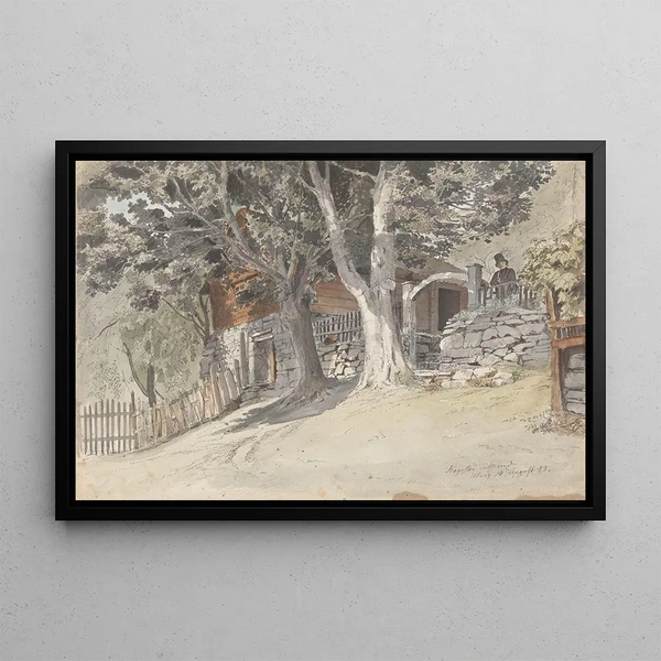 Hagestad prestegrd Ulvik i Hardanger - Adolph Tidemand — quadro incorniciato alla parete