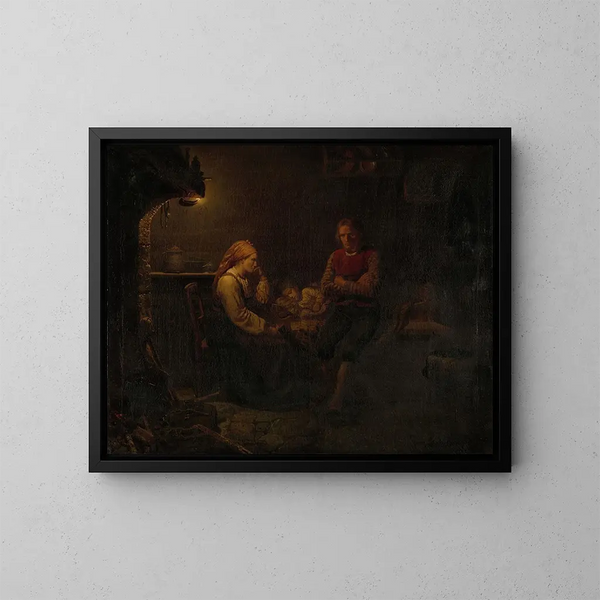 L'enfant malato - Adolph Tidemand — quadro incorniciato alla parete