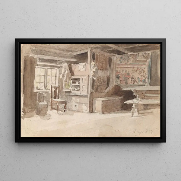 Interno a Leksand - Adolph Tidemand — quadro incorniciato alla parete