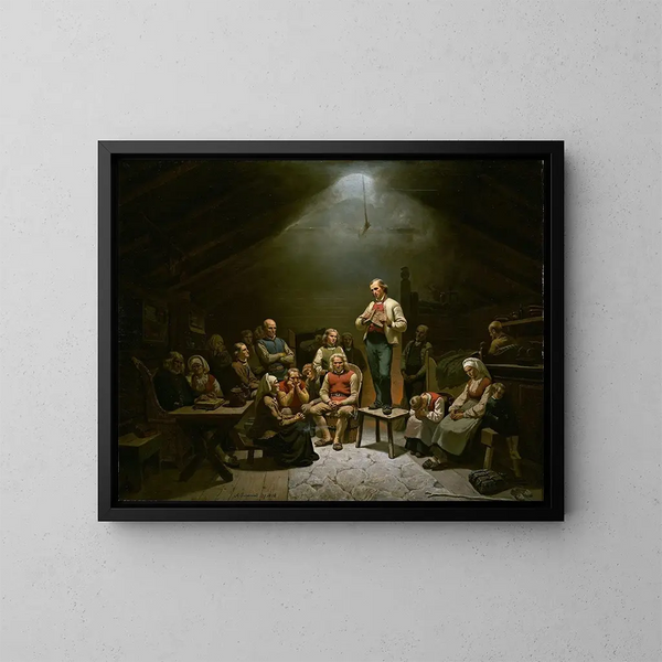 Devozione della Chiesa bassa - Adolph Tidemand — quadro incorniciato alla parete