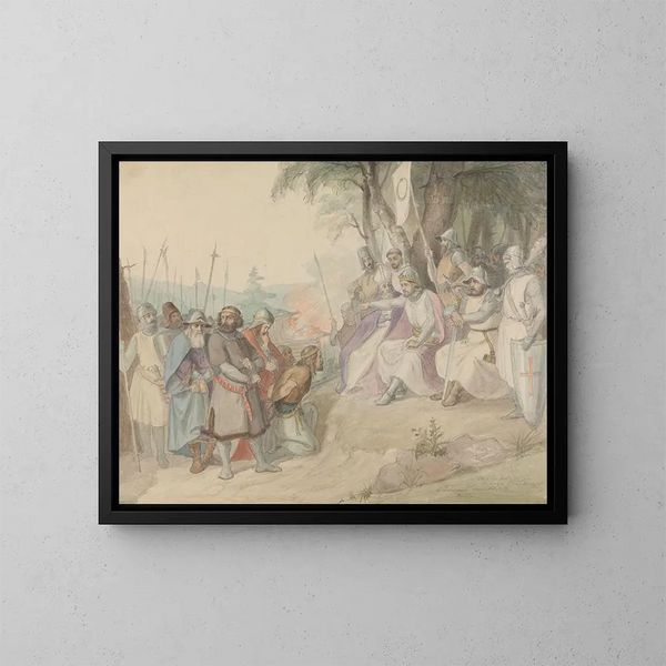 Olaf il Santo e i re catturati - Adolph Tidemand — quadro incorniciato alla parete