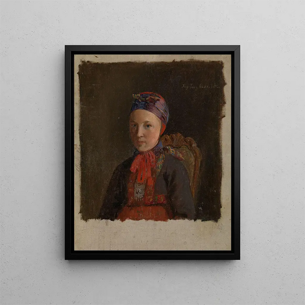 Ritratto di Ingeborg Anderdatter Gulsvig - Adolph Tidemand — quadro incorniciato alla parete