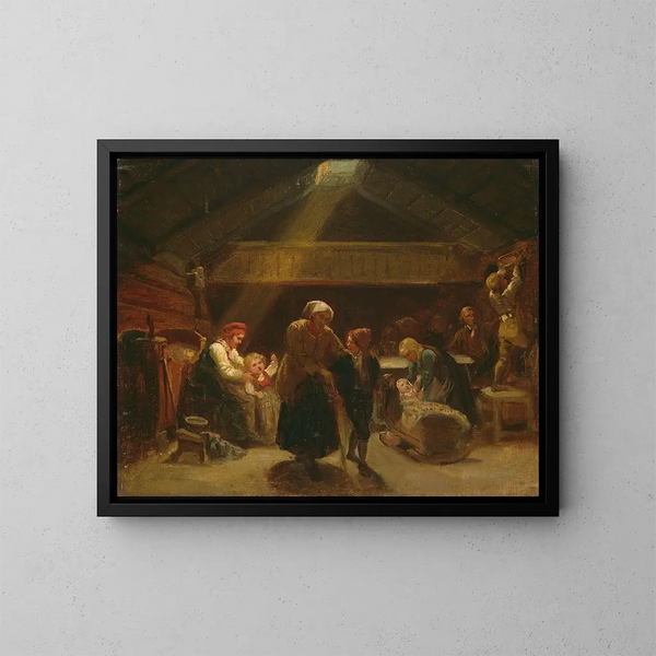 Domenica mattina in una fattoria - Adolph Tidemand — quadro incorniciato alla parete