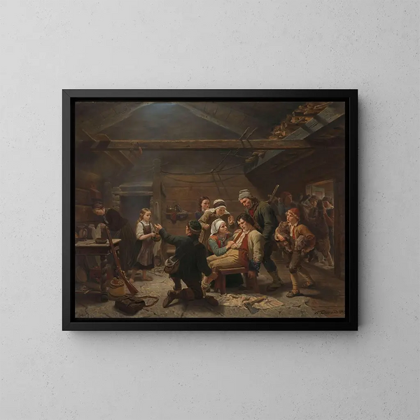 Il ritorno del cacciatore di orsi - Adolph Tidemand — quadro incorniciato alla parete