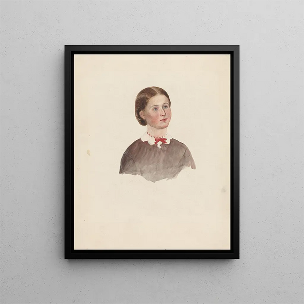 Giovane donna con una collana rossa - Adolph Tidemand — quadro incorniciato alla parete