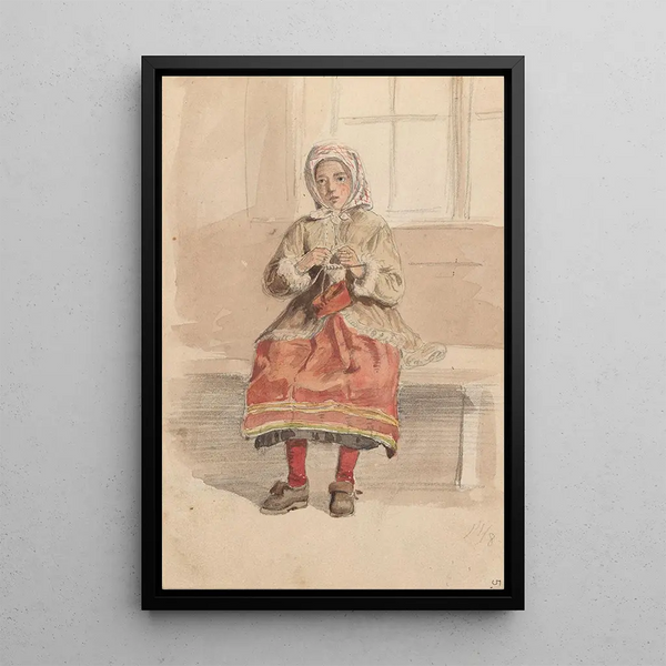 Riproduzione del dipinto Giovane donna che lavora a maglia - Adolph Tidemand