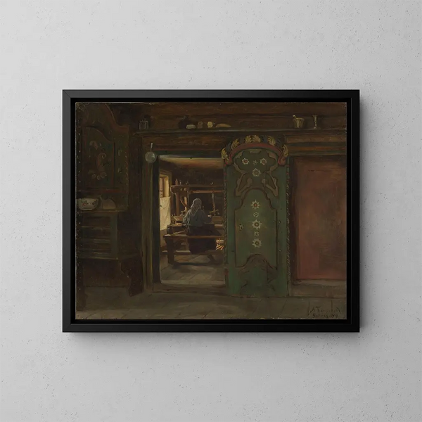 Donna con telaio - Adolph Tidemand — quadro incorniciato alla parete