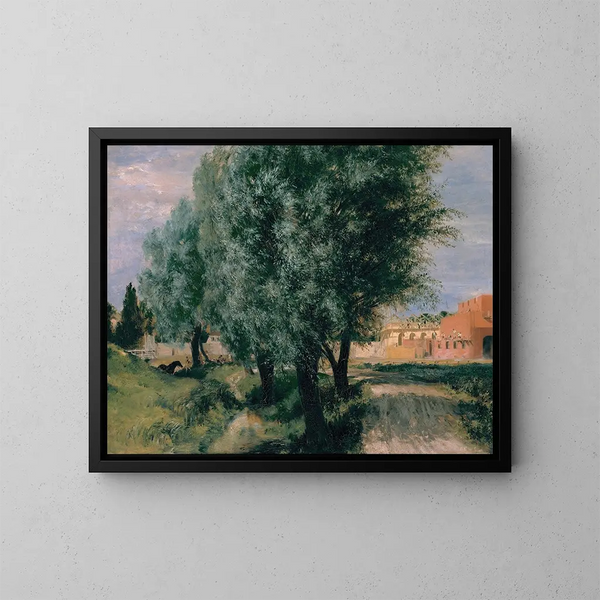 Cantiere con salici - Adolph von Menzel — quadro incorniciato alla parete