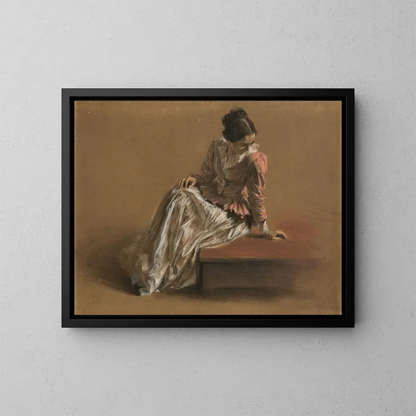 Émilie in camicia rossa - Adolph von Menzel — quadro incorniciato alla parete