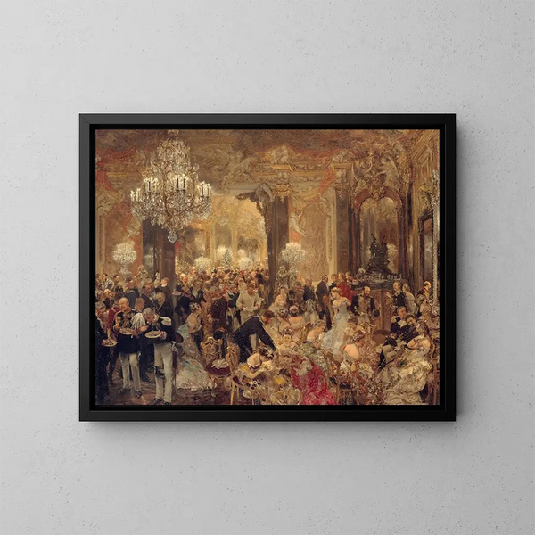 Il Cena al ballo - Adolph von Menzel — quadro incorniciato alla parete