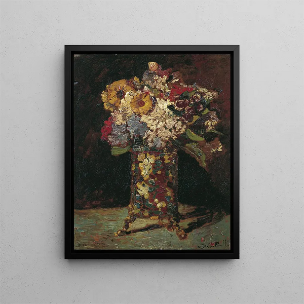 Nature morte di fiori - Adolphe Monticelli — quadro incorniciato alla parete