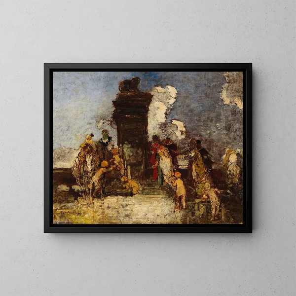 Fête campestre, la Fontaine de Jouvence - Adolphe Monticelli — quadro incorniciato alla parete