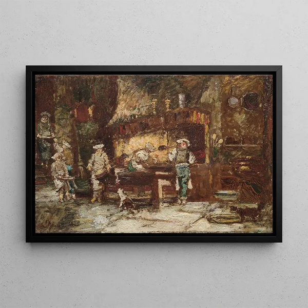 La Cuisine de la Rôtisserie des Deux Paons - Adolphe Monticelli — quadro incorniciato alla parete