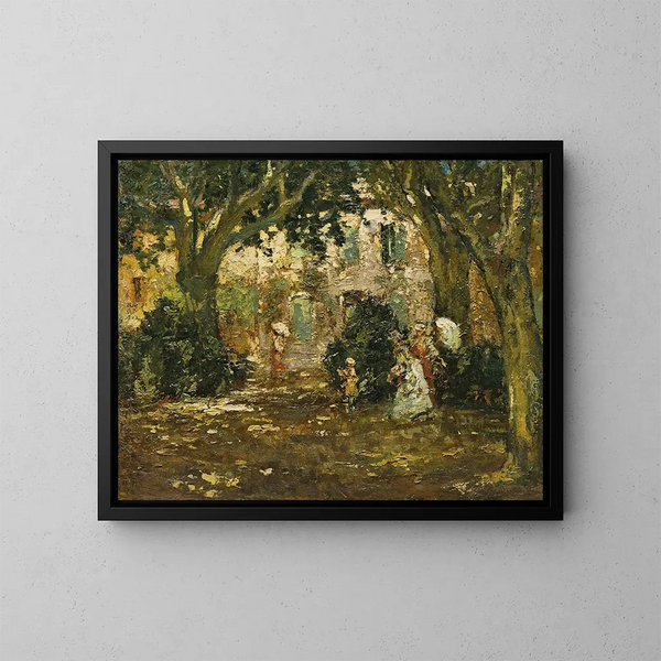 Donne in un giardino - Adolphe Monticelli — quadro incorniciato alla parete
