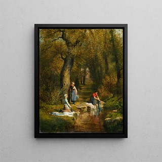 Adolphe Thodore Jules Martial Potmont - Washerwomen in a Landscape.webp