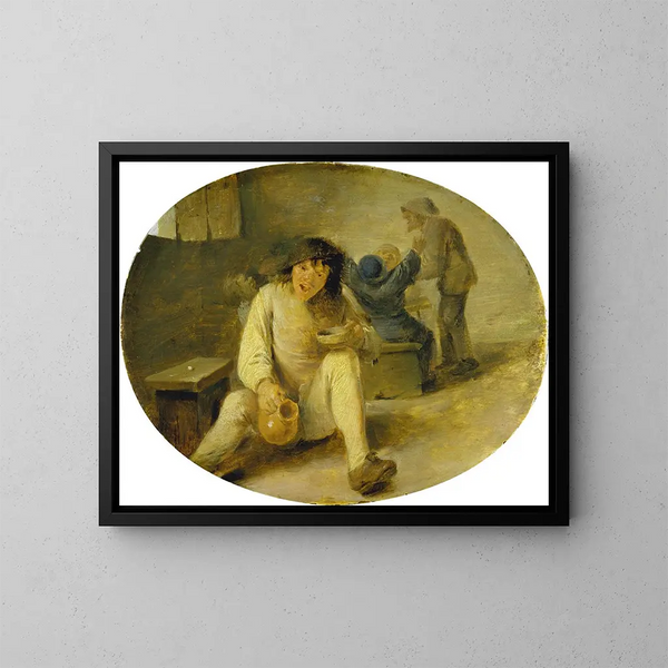 Paesano ubriaco - Adriaen Brouwer — quadro incorniciato alla parete
