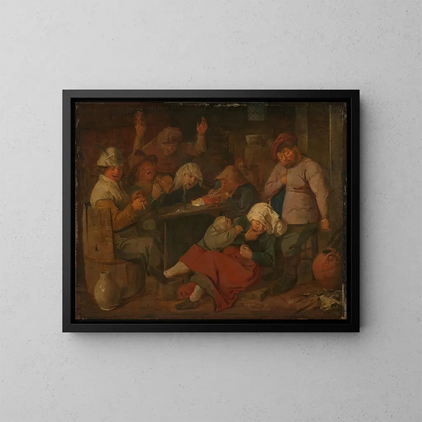 Pauvres gens buvant dans une taverna - Adriaen Brouwer — quadro incorniciato alla parete