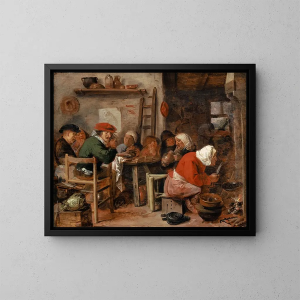 Donna che prepara crêpes - Adriaen Brouwer — quadro incorniciato alla parete