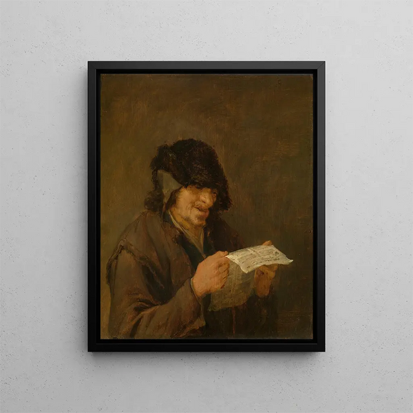 Uomo che canta - Adriaen van Ostade — quadro incorniciato alla parete