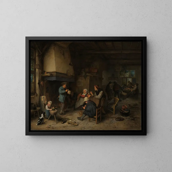 Paesani in un interno - Adriaen van Ostade — quadro incorniciato alla parete
