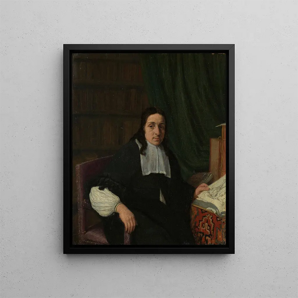 Ritratto di un collezionista, forse Constantijn Sennepart 1625-1703 - Adriaen van Ostade — quadro incorniciato alla parete