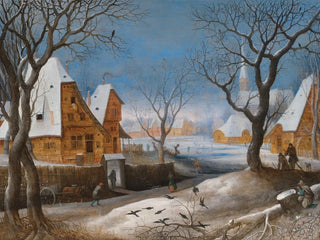 Un paesaggio invernale con figure in un villaggio - Adriaen van Stalbemt — vista dell’opera
