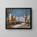 Un paesaggio invernale con figure in un villaggio - Adriaen van Stalbemt — quadro incorniciato alla parete