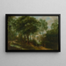 Figures sur un chemin boisé avec un bâtiment derrière - Adriaen van Stalbemt — quadro incorniciato alla parete