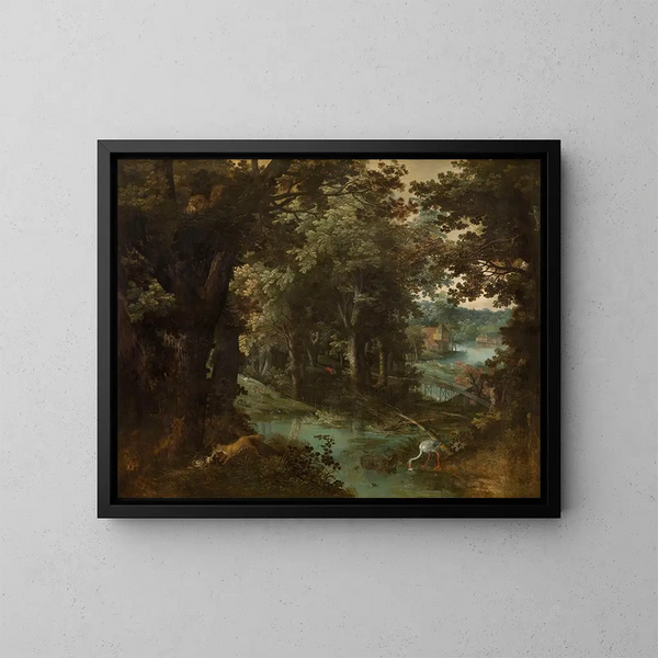 Paesaggio con favole di bestie - Adriaen van Stalbemt — quadro incorniciato alla parete