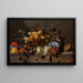 Nature morte con frutta e una scimmia che mangia uva - Adriaen van Utrecht — quadro incorniciato alla parete