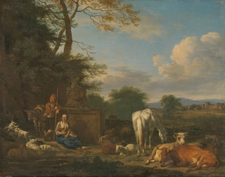 Paesaggio arcadico con pastori e animali in riposo - Adriaen van de Velde — vista dell’opera