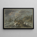 Tempesta in mare su una costa rocciosa con una nave arenata - Adriaen van der Cabel — quadro incorniciato alla parete