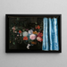 Trompe-l'œil natura morta con una ghirlanda di fiori e una tenda - Adriaen van der Spelt — quadro incorniciato alla parete