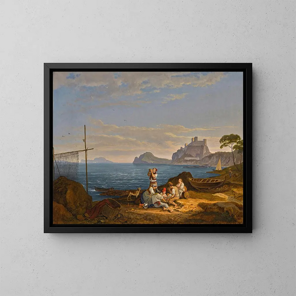 La baie de Naples, Capri au-delà - Adrian Ludwig Richter — quadro incorniciato alla parete