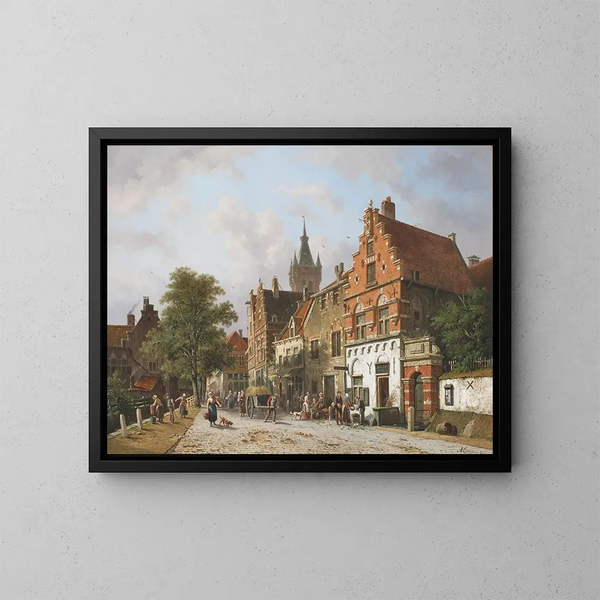 Delft con il Prinsenhof in lontananza - Adrianus Eversen — quadro incorniciato alla parete
