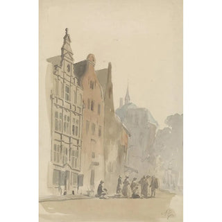 Adrianus Eversen - Ronde Lutherse kerk en enige huizen te Amsterdam.webp