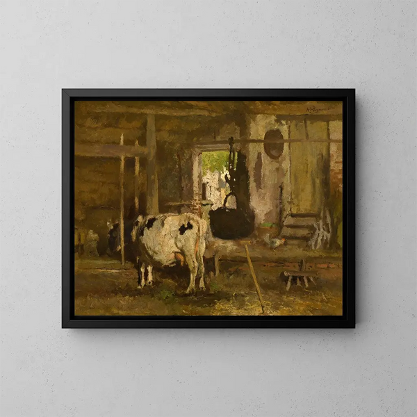Interno della scuderia - Adrien Joseph Heymans — quadro incorniciato alla parete